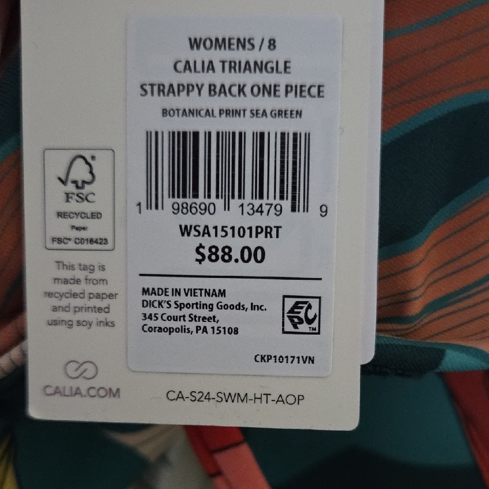 CALIA Women's Swim Triangle Strappy Back One Piece - Picture 7 of 7